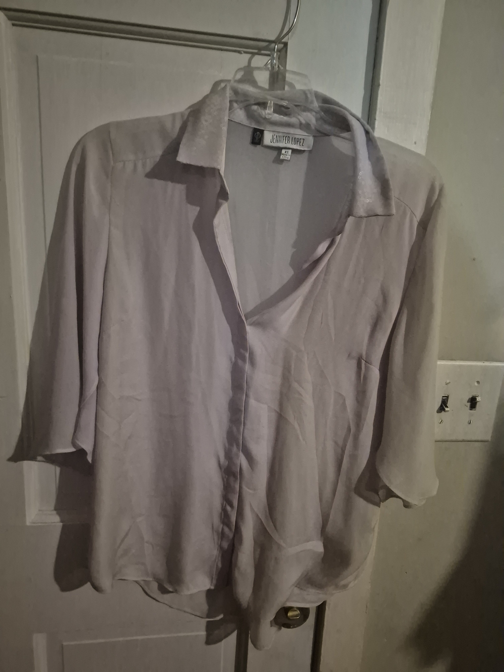 Jennifer Lopez Light Lavender Button-Down Blouse